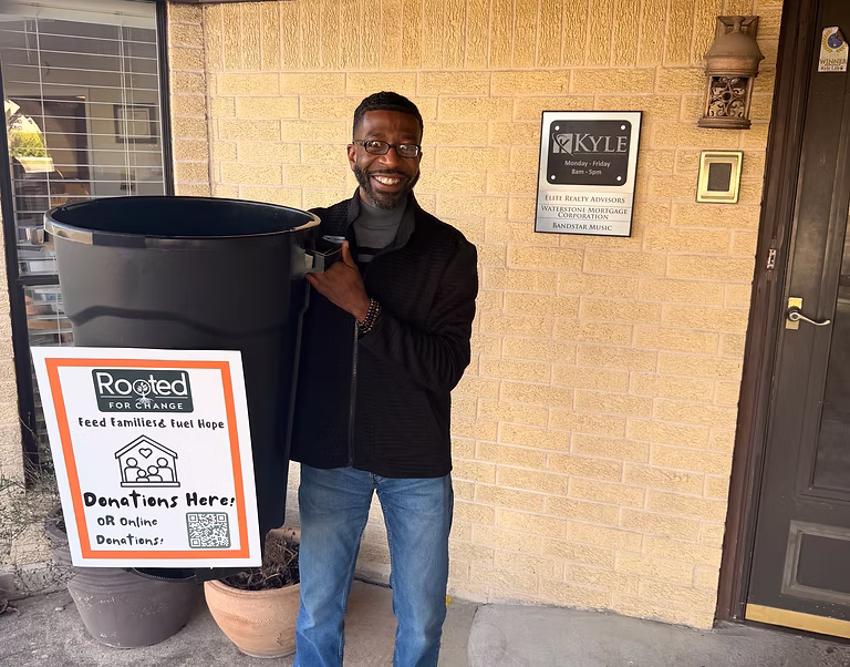 A community partner supporting a ROOTED donation drive